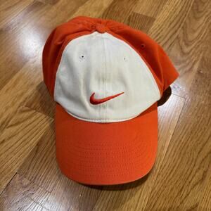 Vintage Nike Hat OSFA Stretch Orange Cream L/XL Y2K